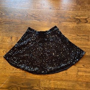 Tobi Black Sequin Mini Circle/Skater Skirt Size Small
